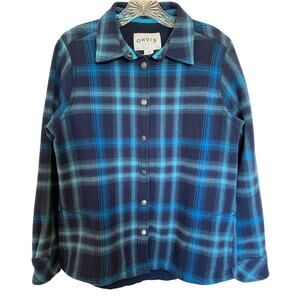 Orvis flannel shacket blue plaid women's medium